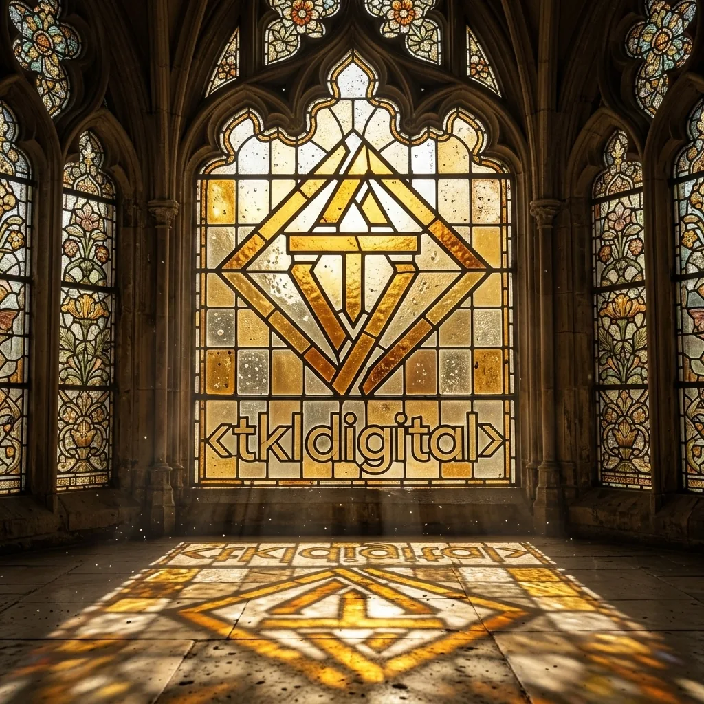 Logo tkldigital jako witraż w katedrze