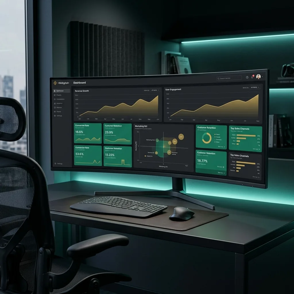 Portal turystyczny — SaaS dashboard na ultrawide monitorze