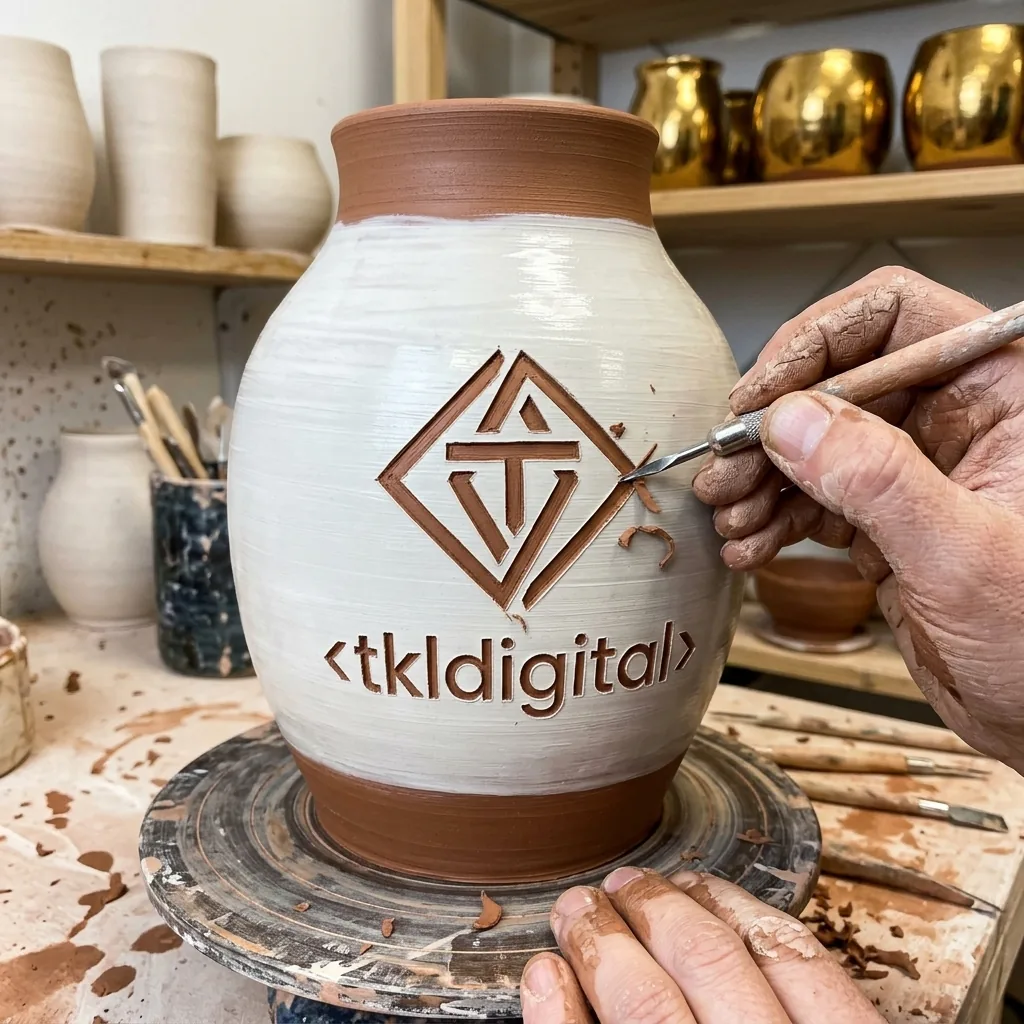 Logo wytłoczone na glinianej ceramice