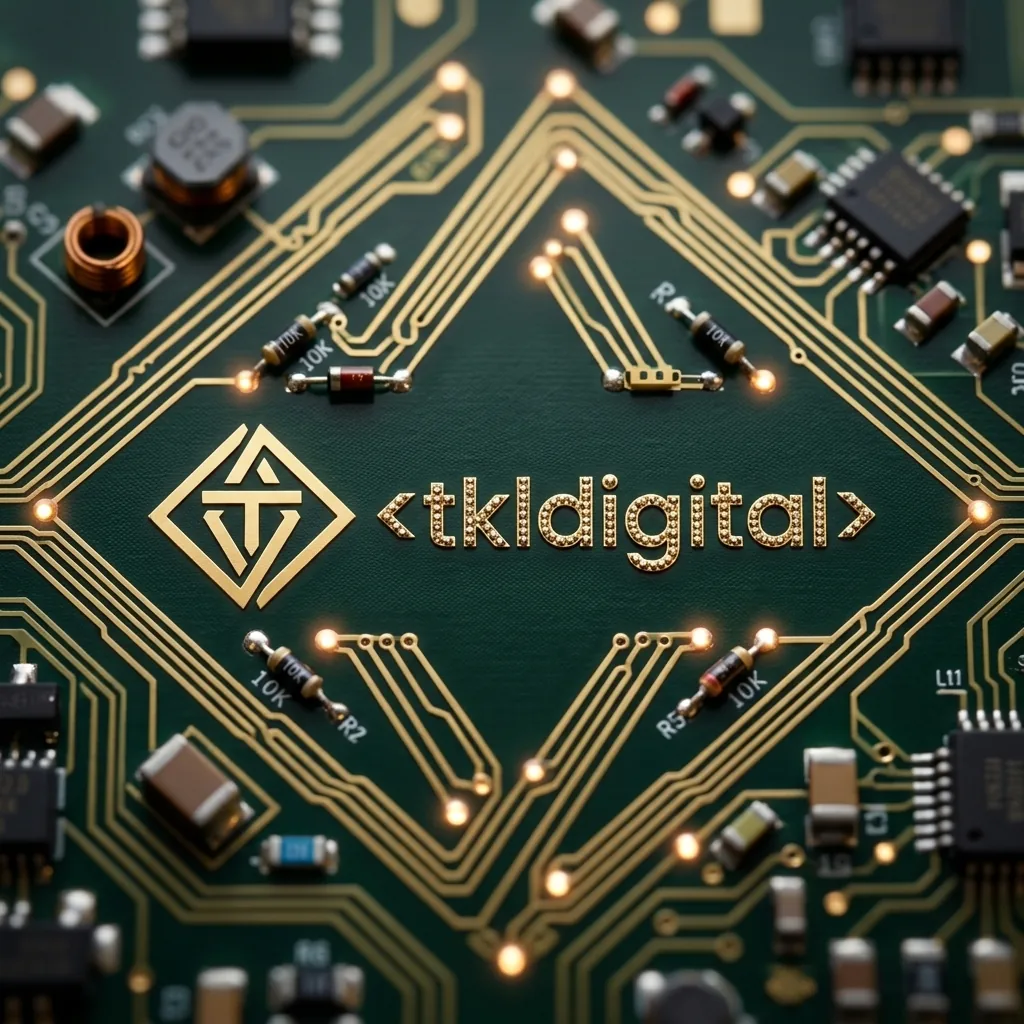 Logo ze ścieżek PCB i komponentów elektronicznych