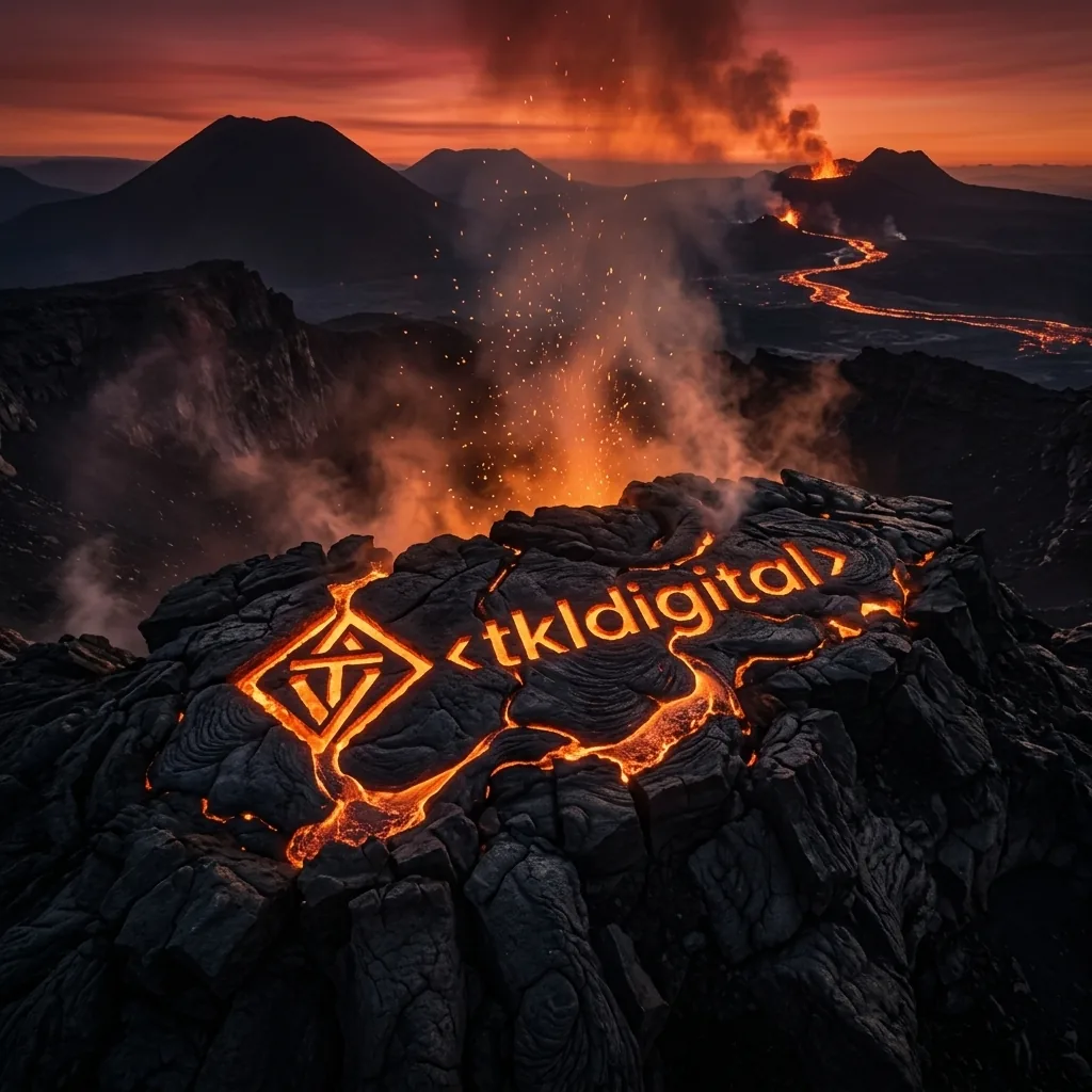 Logo wypalane lawą na wulkanie